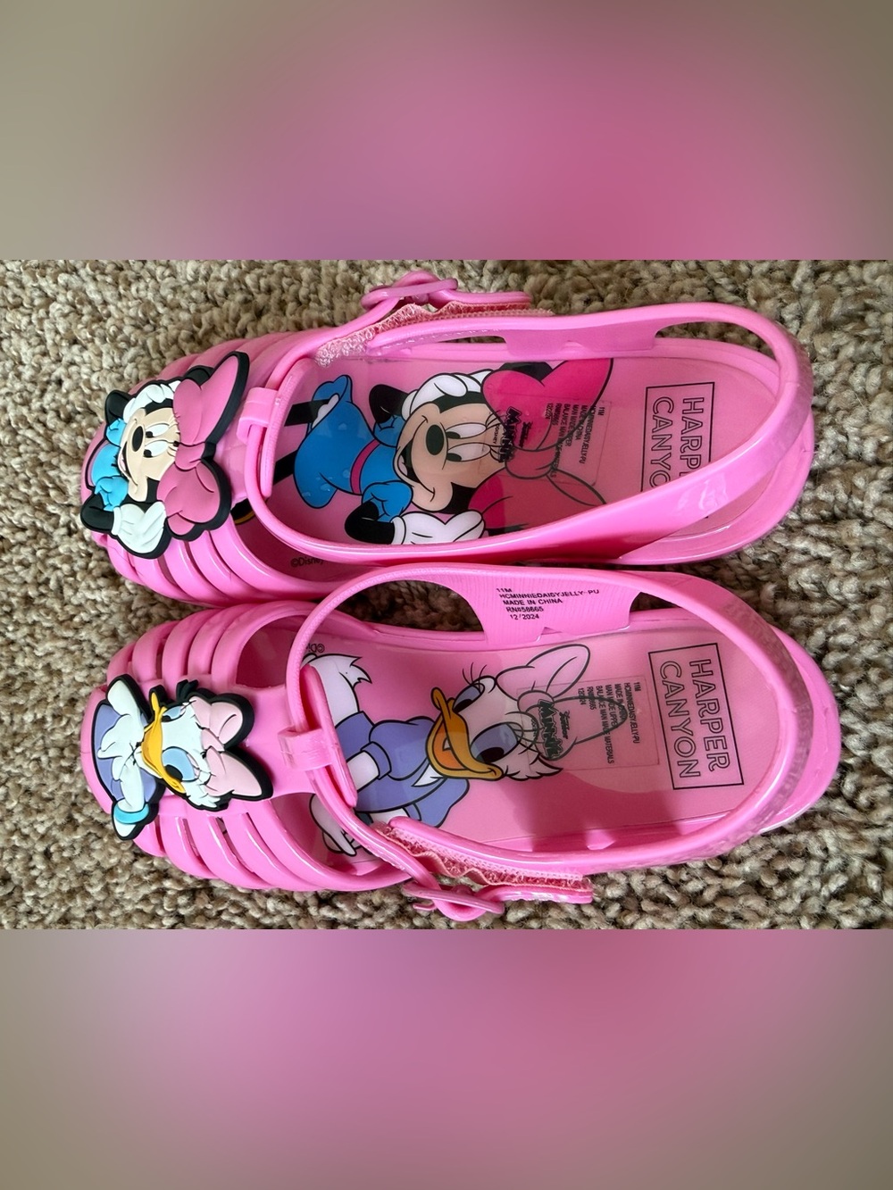 Disney Minnie Mouse & Daisy Duck Pink Jelly Sandals Girls Size 11 - Picture 9 of 10